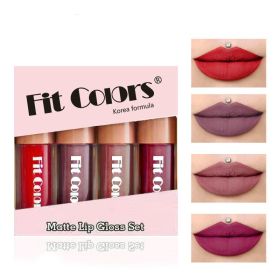 Cover Box Velvet Glass Free Diamond Color Fast Lipstick (Option: Four non stick cups)