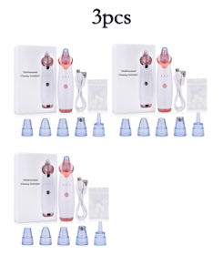 Blackhead Instrument Electric Suction Facial Washing Instrument Beauty Acne Cleaning Blackhead Suction Instrument (Option: Pearl White 3pcs)