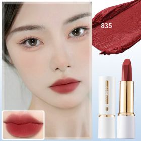 Matte Waterproof And Sweat Resistant Color Display Small White Tube Lipstick (Option: Bean paste color)