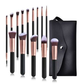 14 Makeup Brushes Set, Foundation Brush, Powder Eye Shadow Brush (Option: Rose Gold-With bag)