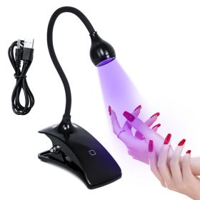 Mini UV Nail Lights Dryer Led Lamp Ultraviolet Flexible USB Clip-On Desk Gel Curing Manicure Pedicure Salon Tools (Color: Black)