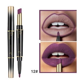 Matte Double-headed Lipstick Lip Liner Lip Lacquer (Option: 12 Colors)