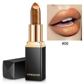 Han Daiyan Mermaid Shiny Metallic Lipstick Pearlescent Color Changing Temperature (Option: 06 Golden Brown)